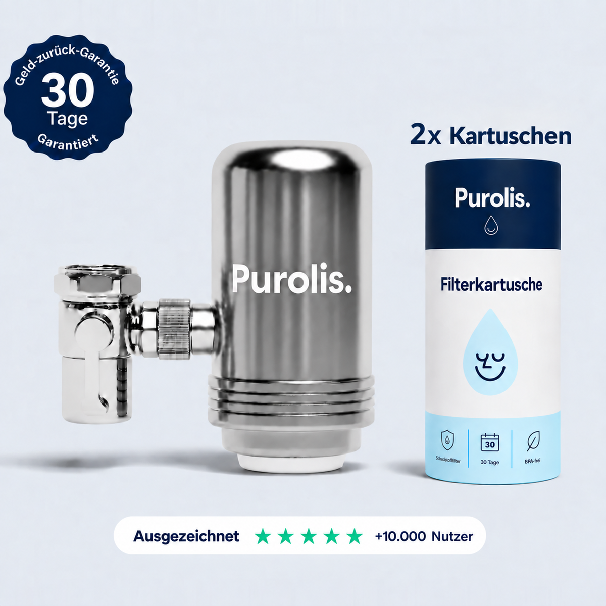 Purolis Wasserfilter mit 2 Kartuschen