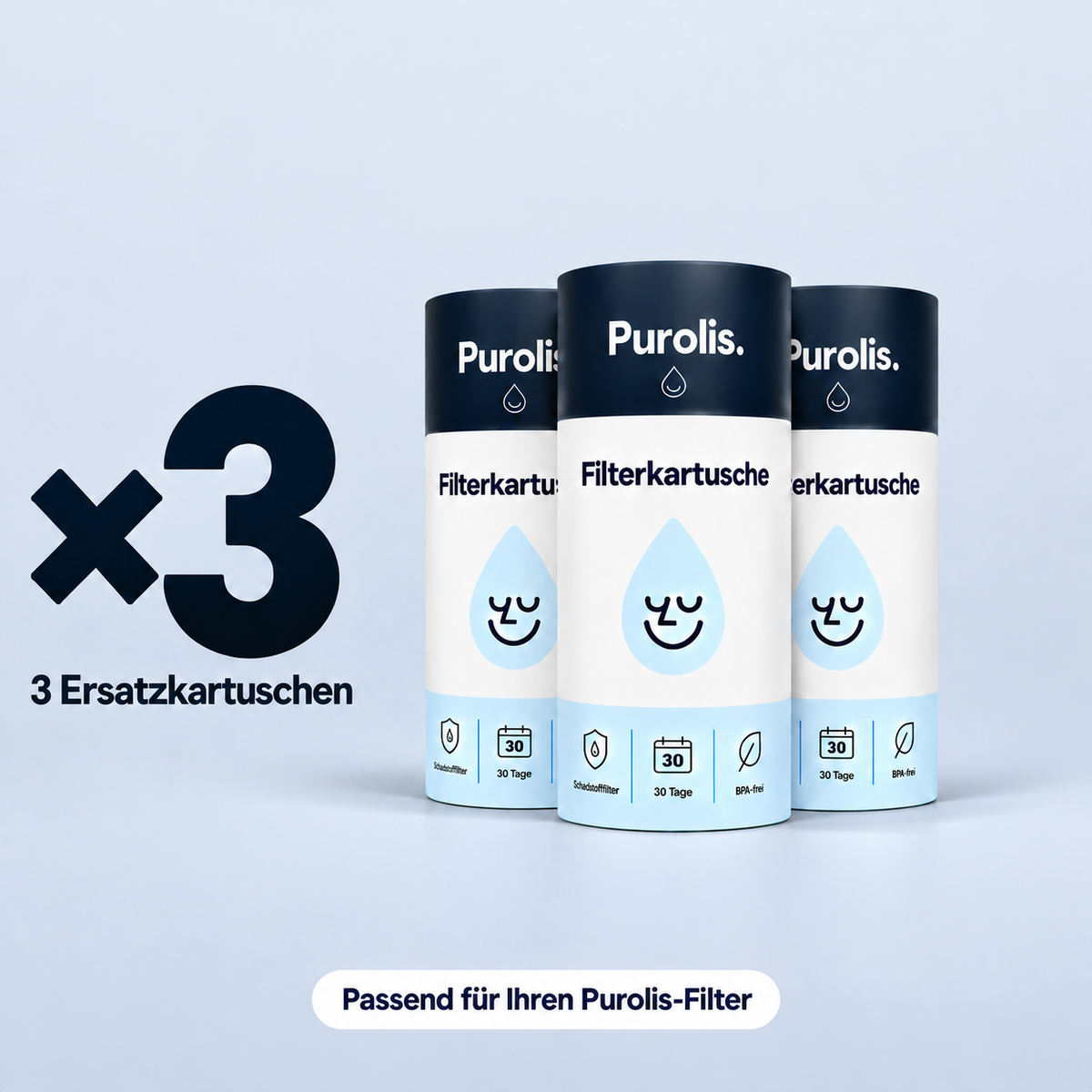 3× Purolis Filterkartuschen